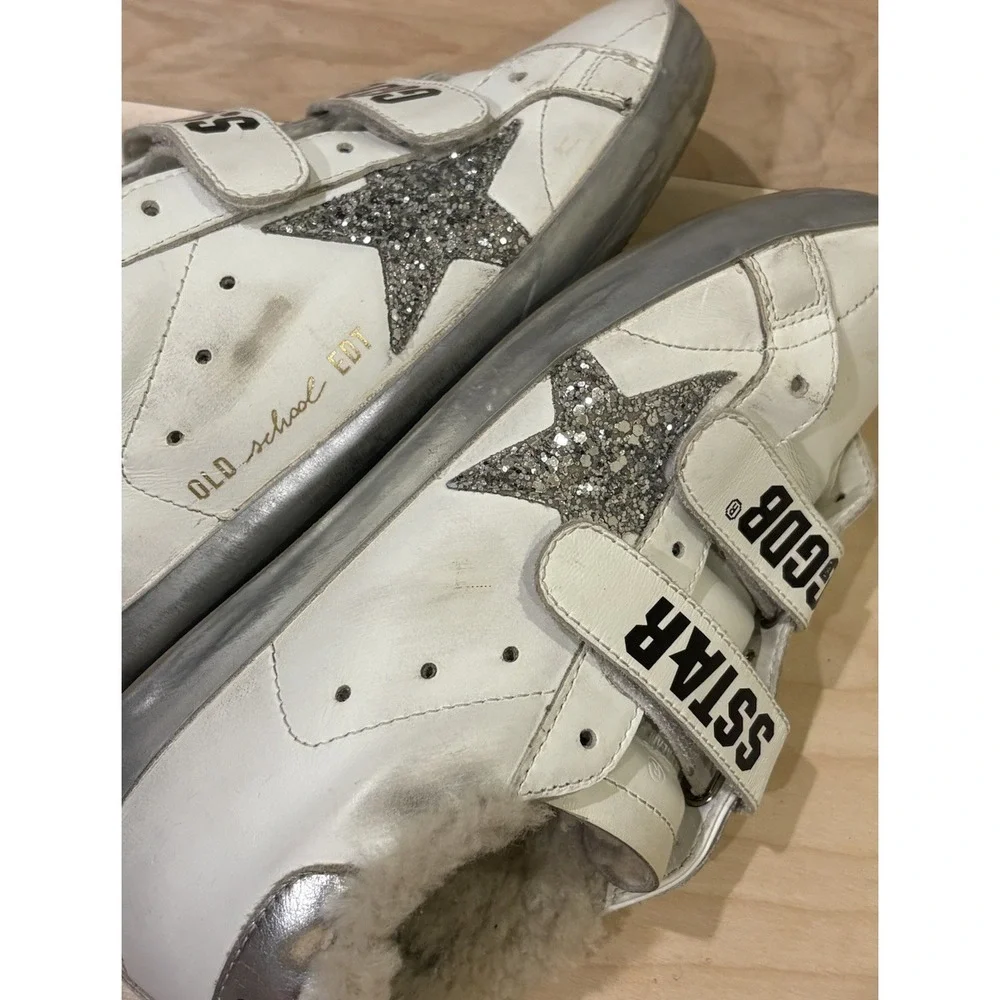 Golden Goose Old School Leather Glitter Star Sneakers Shearling Women's 36 US 6 - Picture 7 of 12
